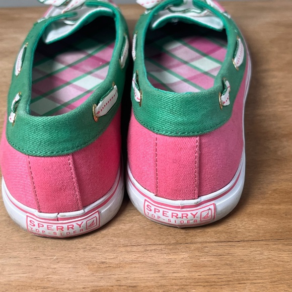 Sperry Top-Sider Bahama Boat Shoes Pink Green Canvas Womens 8M - Picture 5 of 7